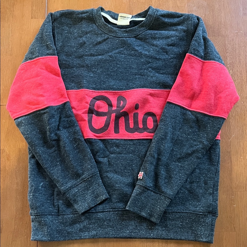 HOMAGE Ohio Charcoal and red Crewneck Sweater